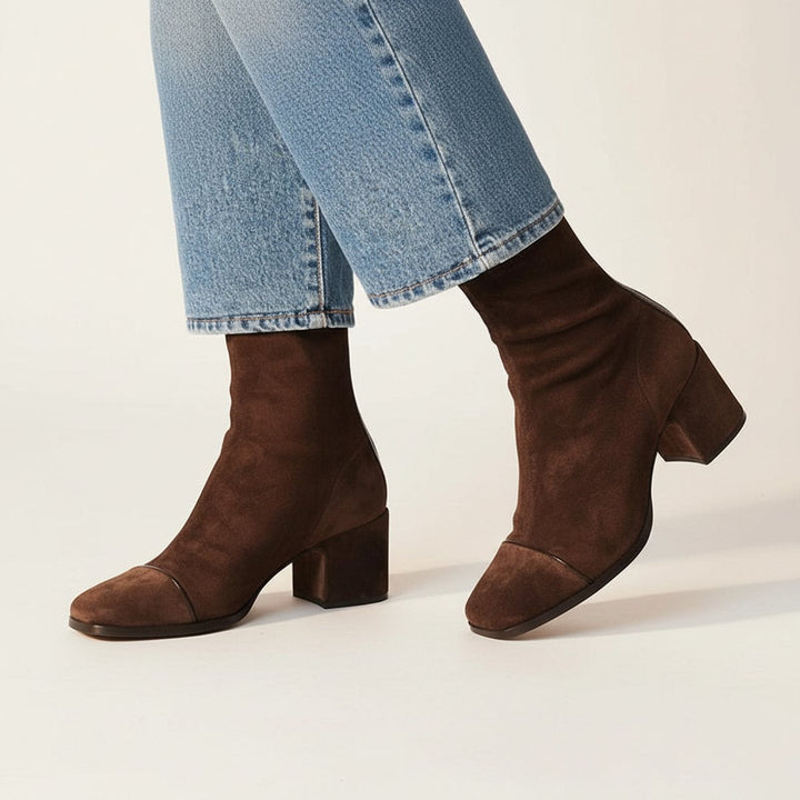 Damen Wildleder Ankle Boots mit Orthopädischer Arch Support und Blockabsatz 2