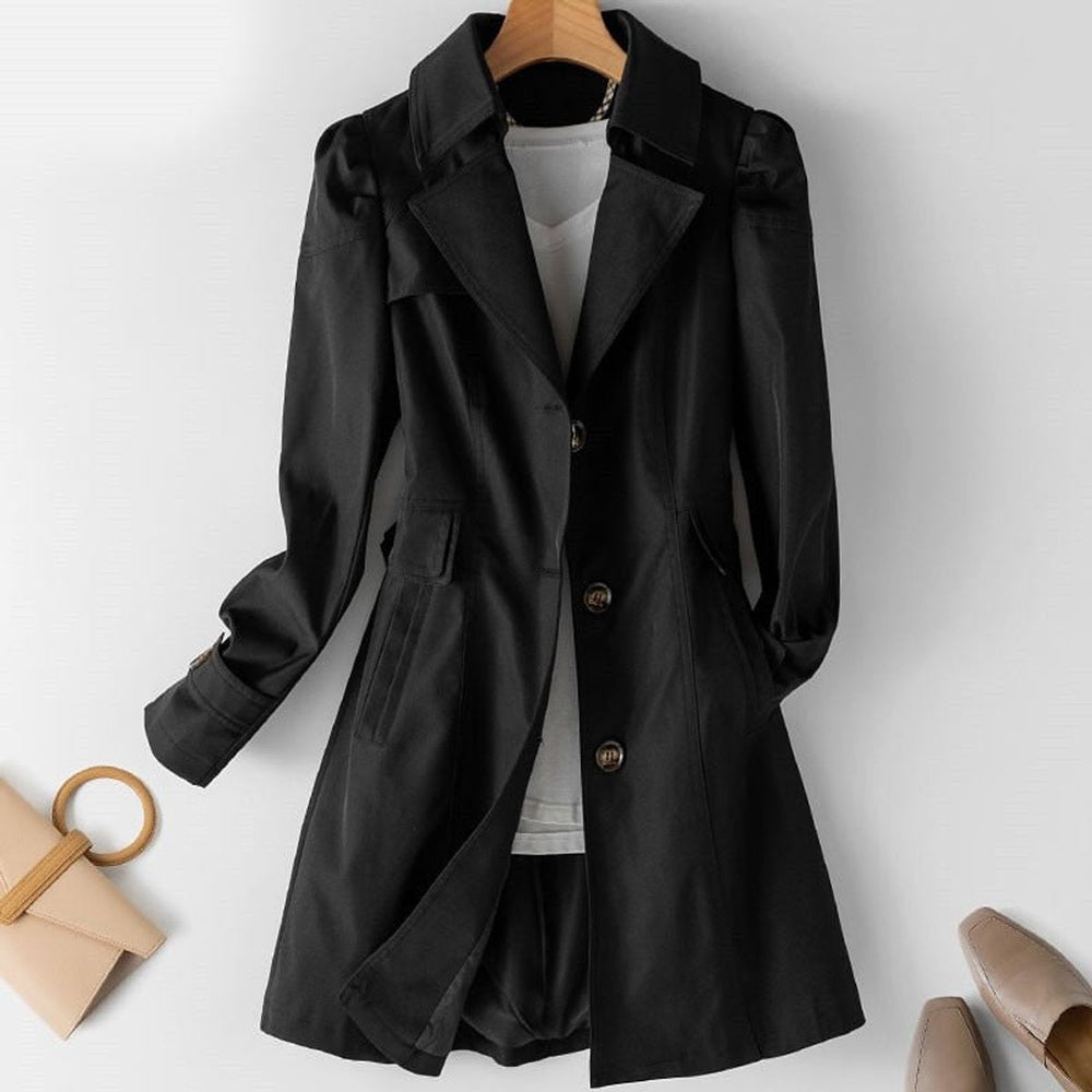 Damen Winterjacke Eleganter Blazer-Trenchcoat Taillierter Schnitt Vielseitig Kombinierbar 1