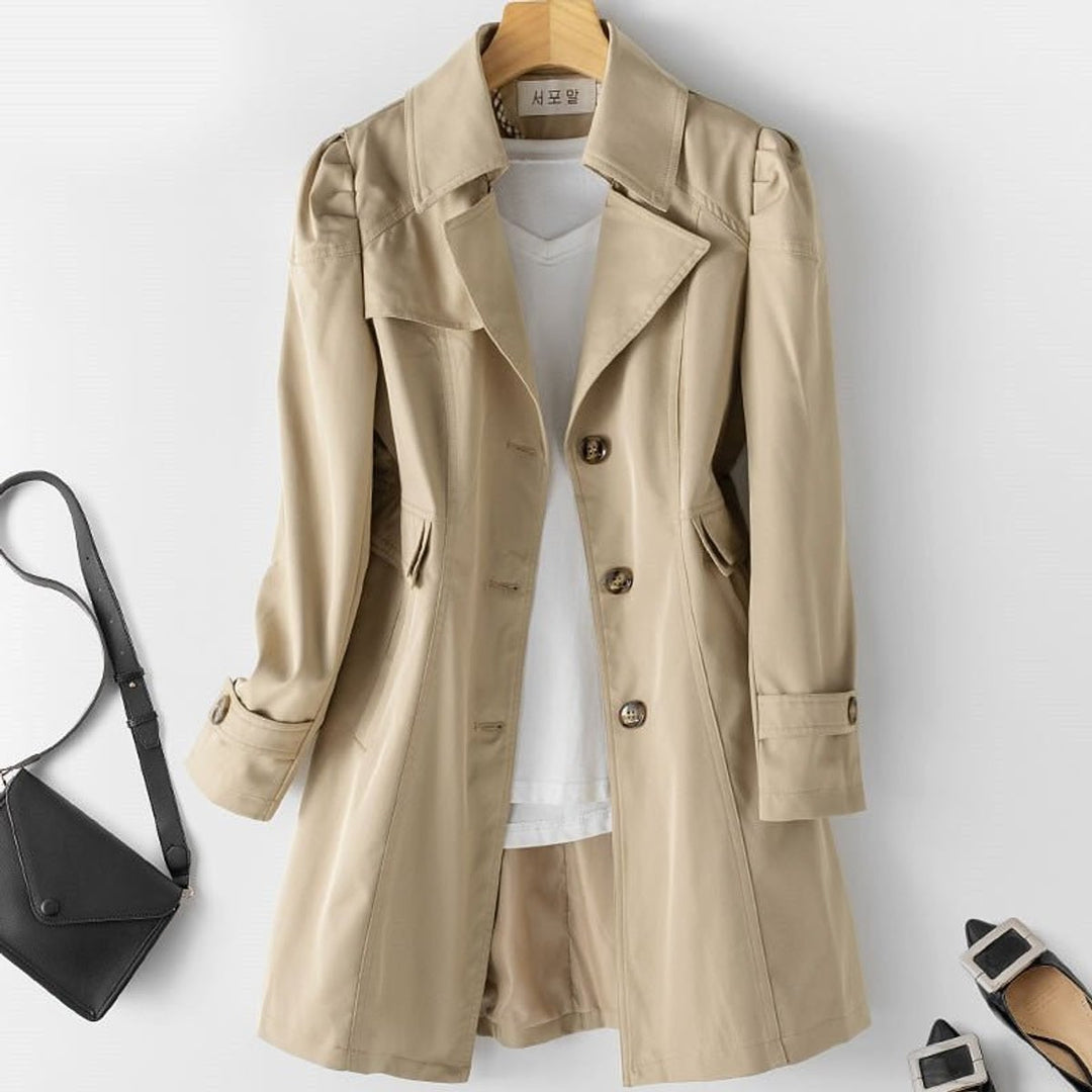 Damen Winterjacke Eleganter Blazer-Trenchcoat Taillierter Schnitt Vielseitig Kombinierbar 2