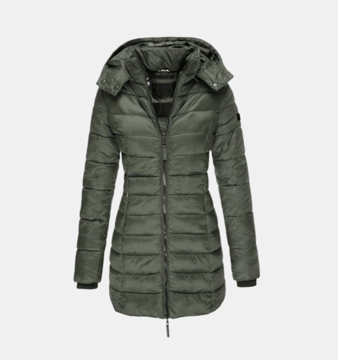 Damen Winterjacke Lang Steppmantel mit Kapuze Tailliert Warm und Stylisch 2
