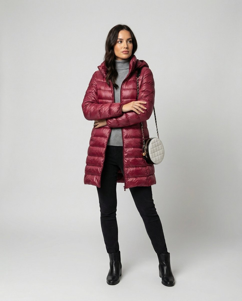 Damen Winterjacke Ultraleicht Slim-Fit Daunenjacke mit Kapuze für kalte Tage 1