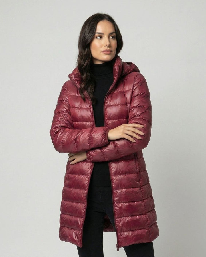 Damen Winterjacke Ultraleicht Slim-Fit mit Kapuze und Wärmender Daunenfüllung 0