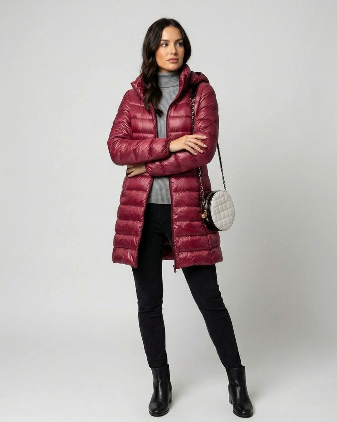 Damen Winterjacke Ultraleicht Slim-Fit mit Kapuze und Wärmender Daunenfüllung 1
