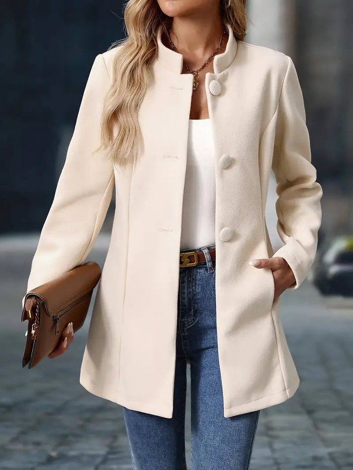 Damen Wintermantel mit Knöpfen Eleganter Langschnitt für Kalte Tage 4