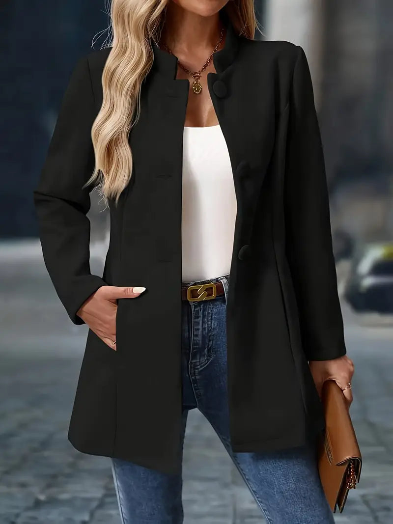 Damen Wintermantel mit Knöpfen Eleganter Langschnitt für Kalte Tage 6