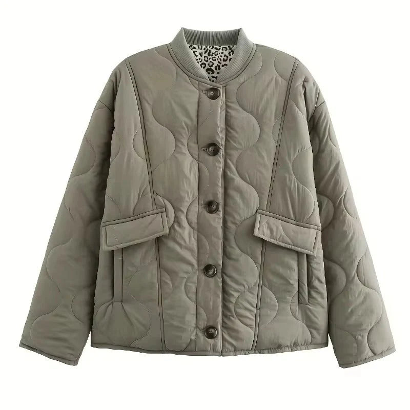 Damen elegante Jacke mit Leoparden Futter 5