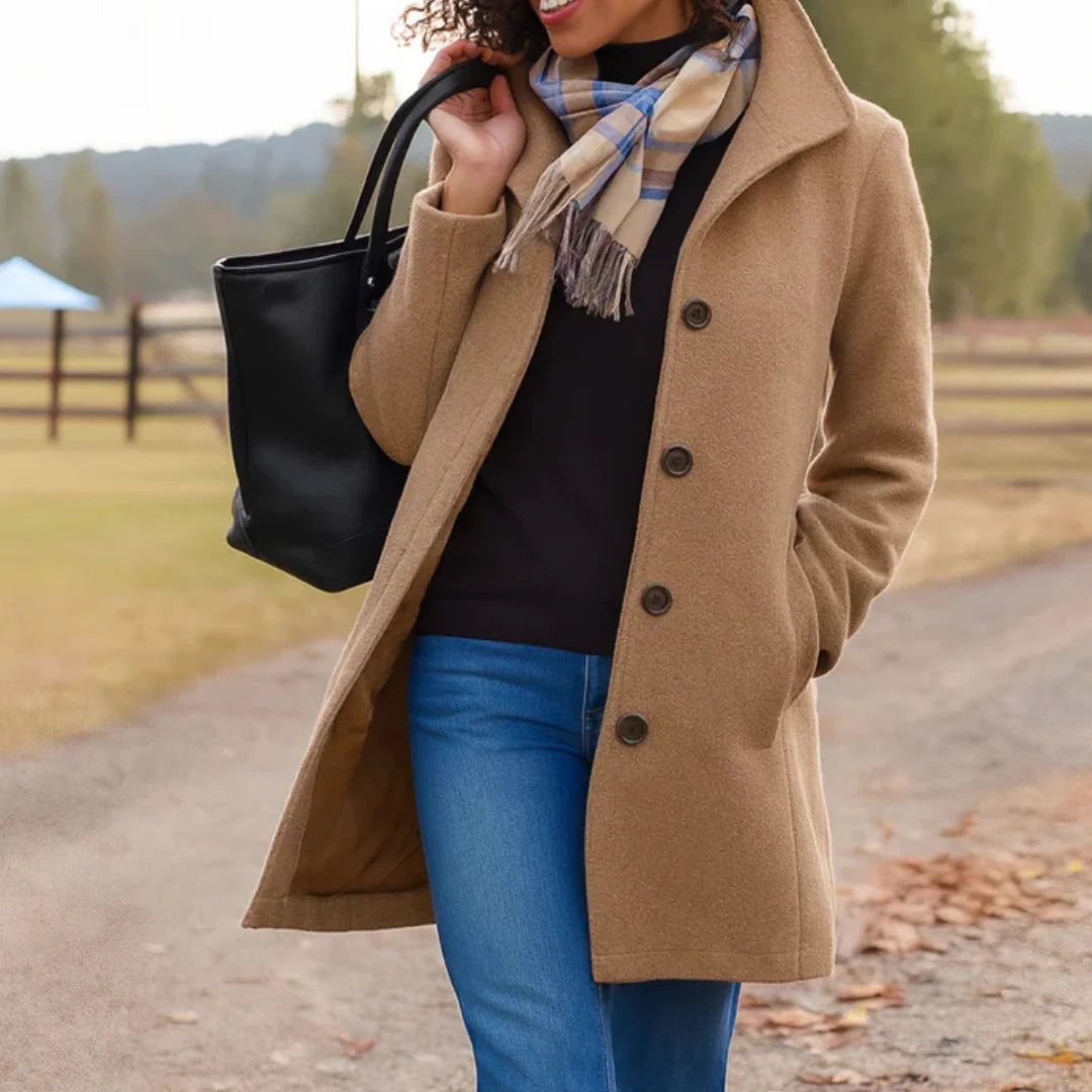 Damen klassischer Wintermantel mit Knopfleiste 0