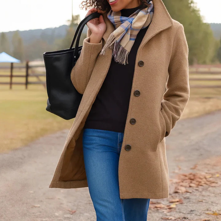 Damen klassischer Wintermantel mit Knopfleiste 0