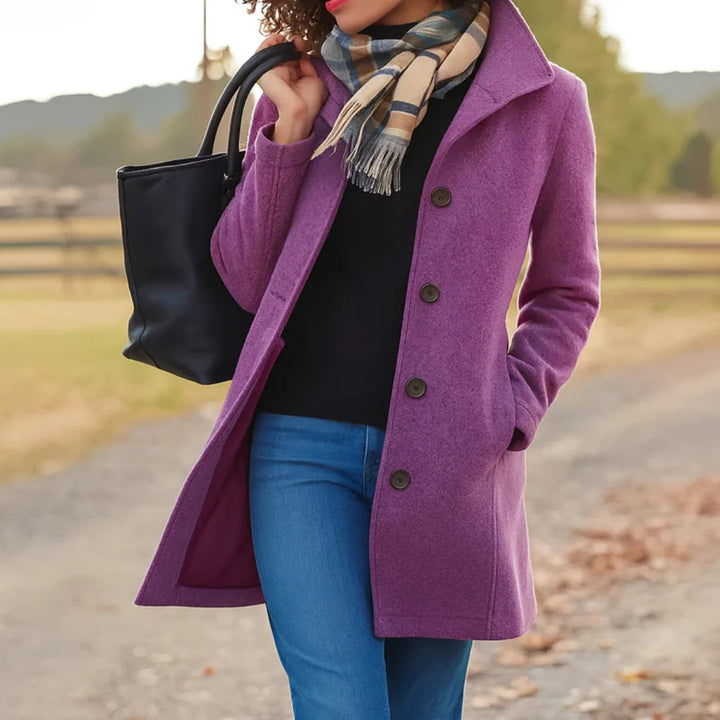 Damen klassischer Wintermantel mit Knopfleiste 1