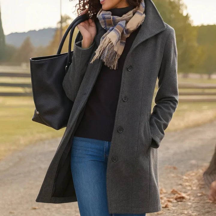 Damen klassischer Wintermantel mit Knopfleiste 3
