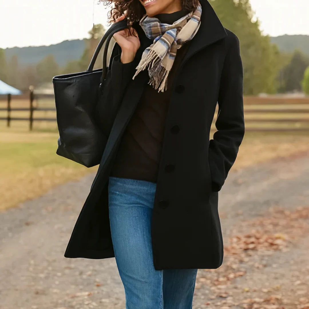 Damen klassischer Wintermantel mit Knopfleiste 4