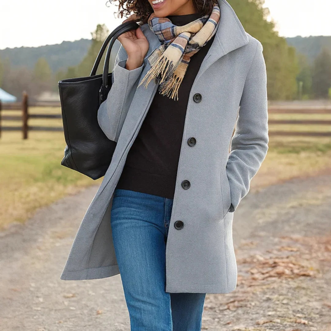 Damen klassischer Wintermantel mit Knopfleiste 5