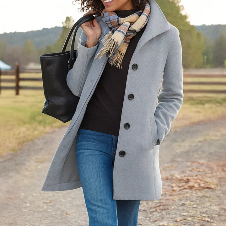 Damen klassischer Wintermantel mit Knopfleiste 5