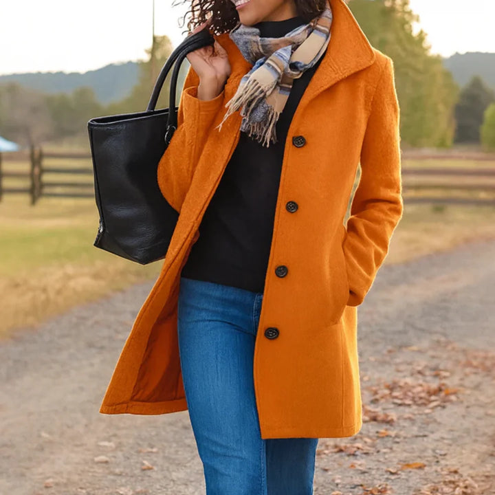 Damen klassischer Wintermantel mit Knopfleiste 6
