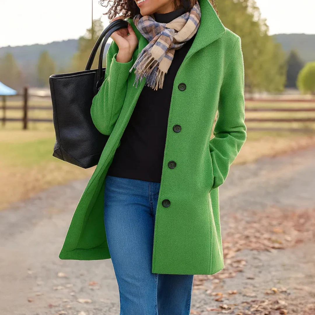 Damen klassischer Wintermantel mit Knopfleiste 8