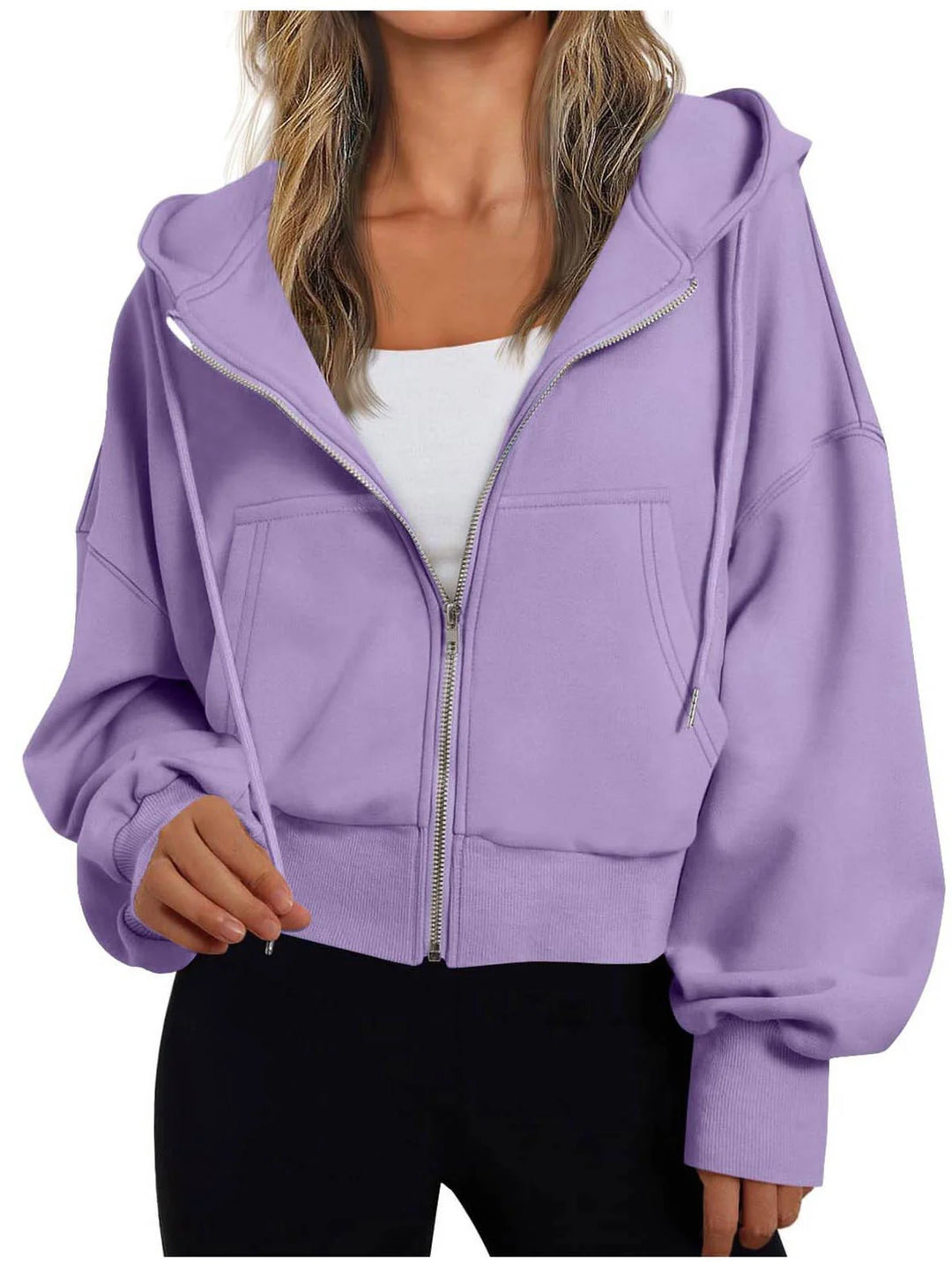 Damen kurzer Hoodie mit Reißverschluss 2