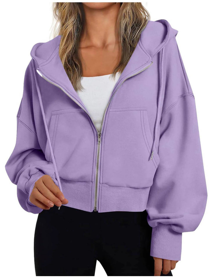 Damen kurzer Hoodie mit Reißverschluss 2