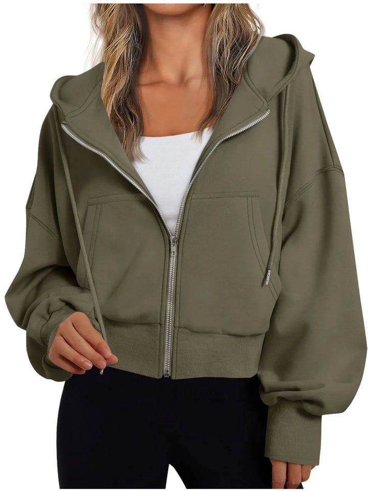 Damen kurzer Hoodie mit Reißverschluss 3