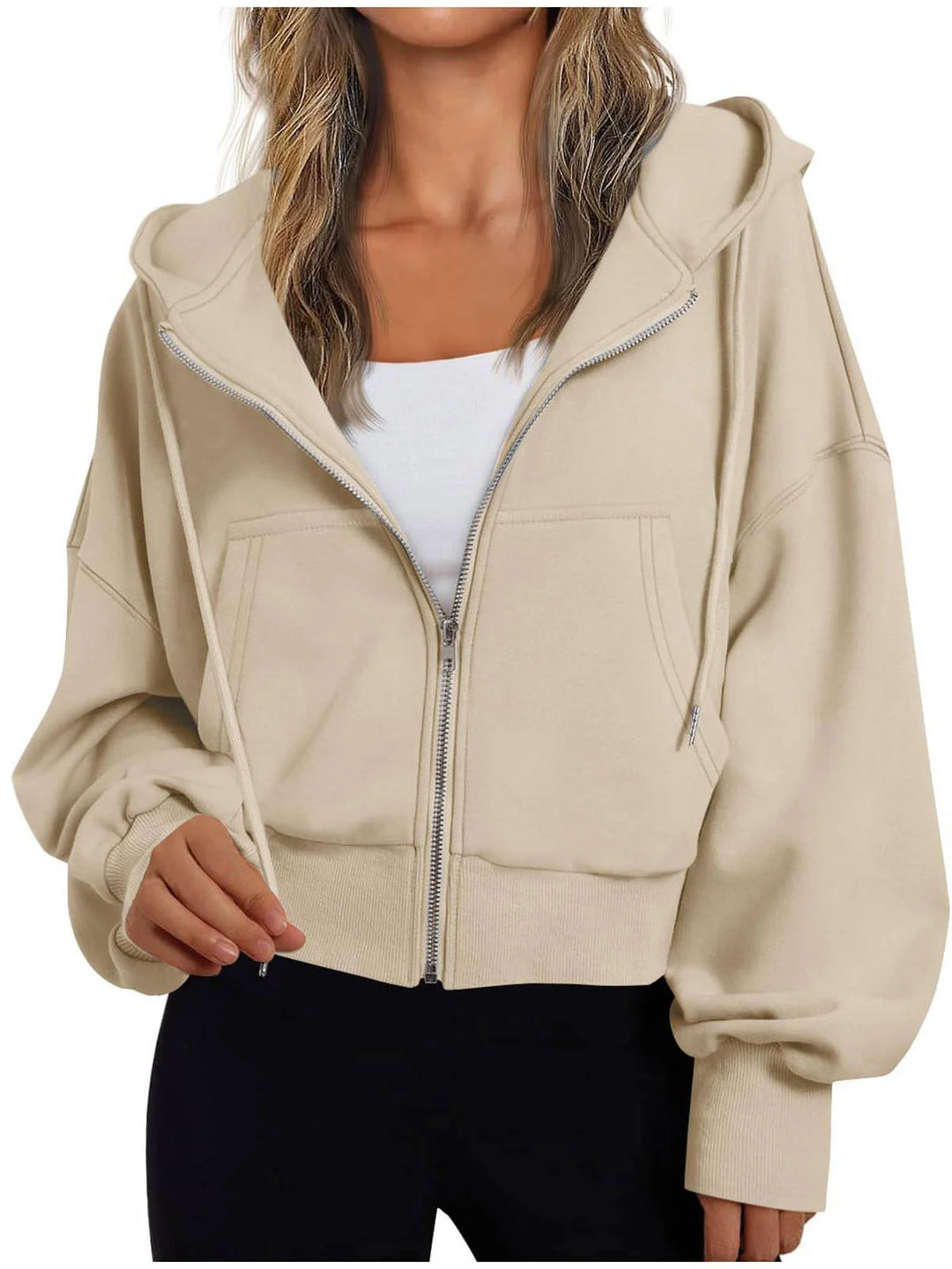 Damen kurzer Hoodie mit Reißverschluss 4