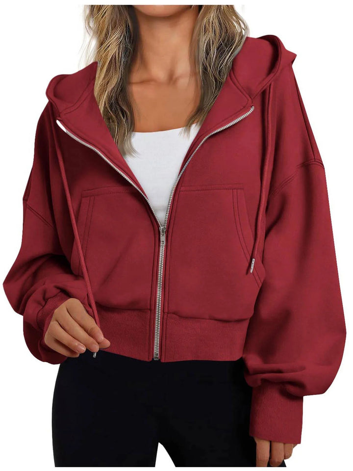 Damen kurzer Hoodie mit Reißverschluss 6