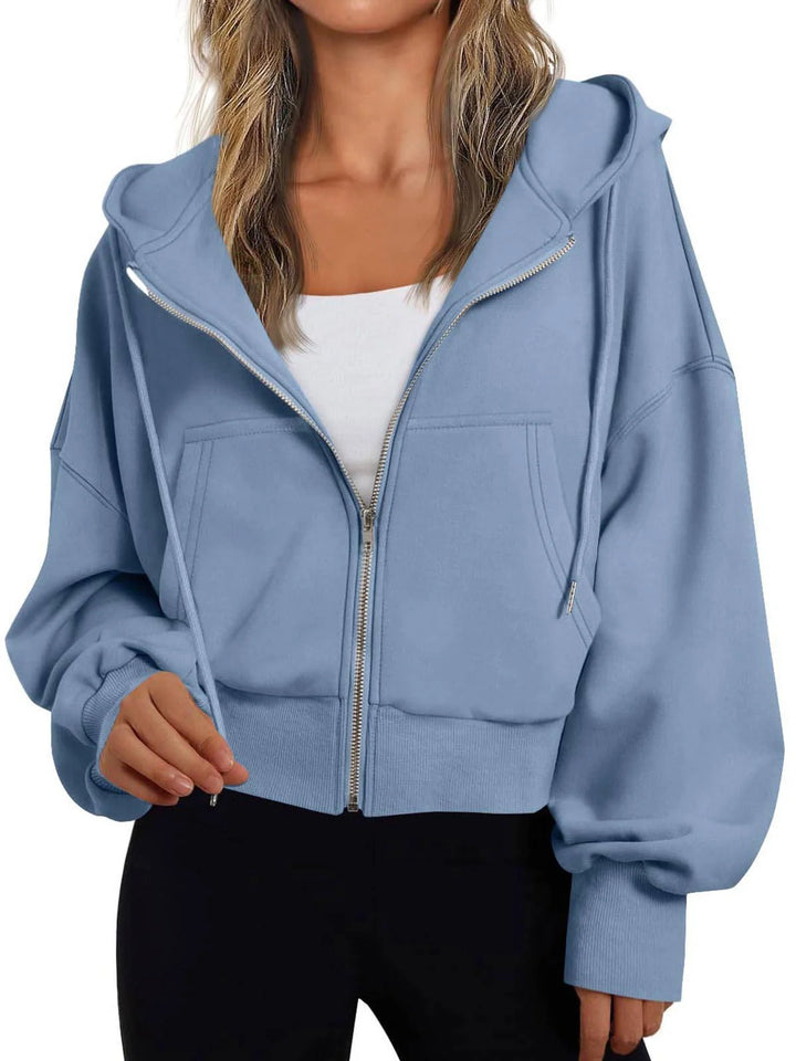 Damen kurzer Hoodie mit Reißverschluss 7