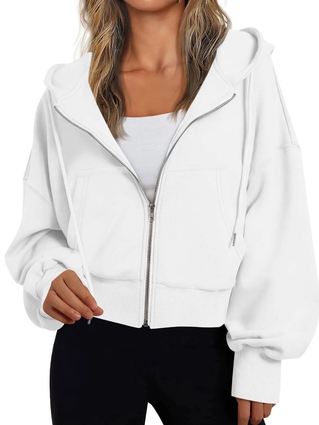 Damen kurzer Hoodie mit Reißverschluss 8