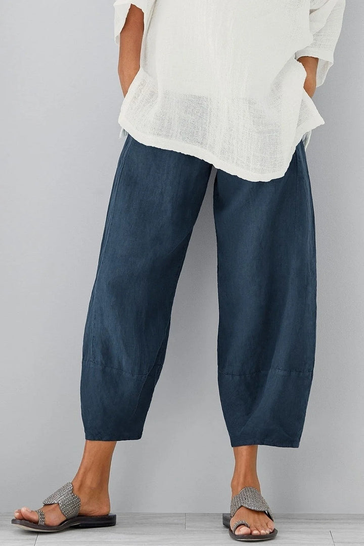 Damen lässige weite Hose mit Taschen 0