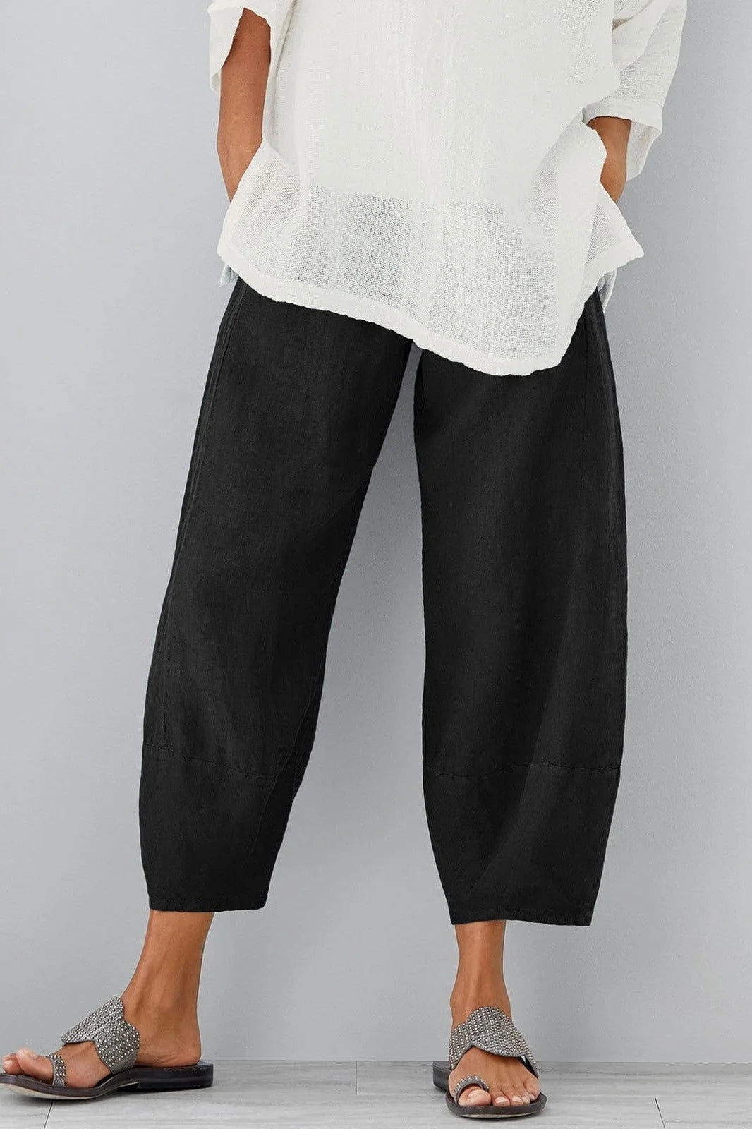 Damen lässige weite Hose mit Taschen 1