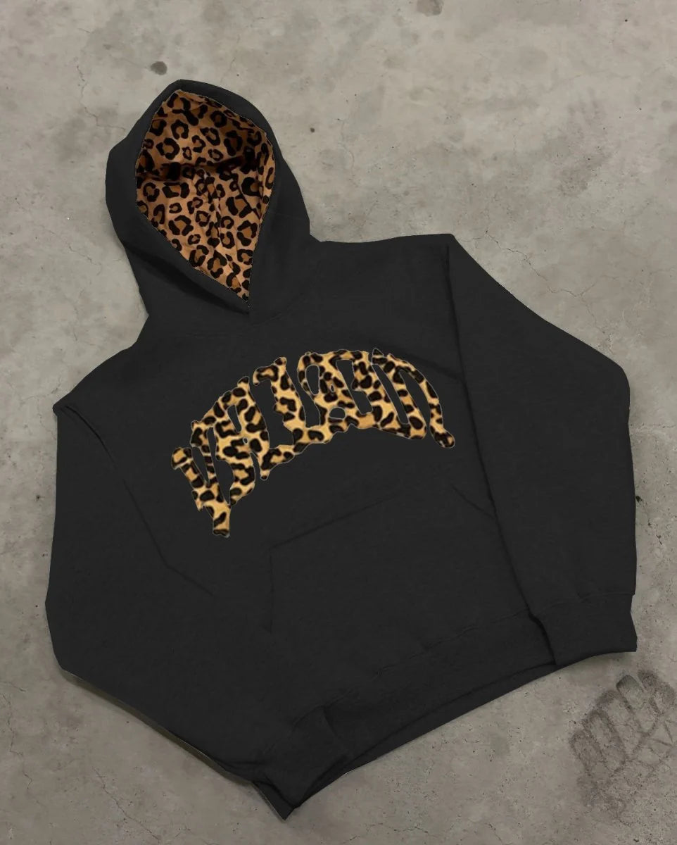 Damen lässiger Leopard Hoodie 1