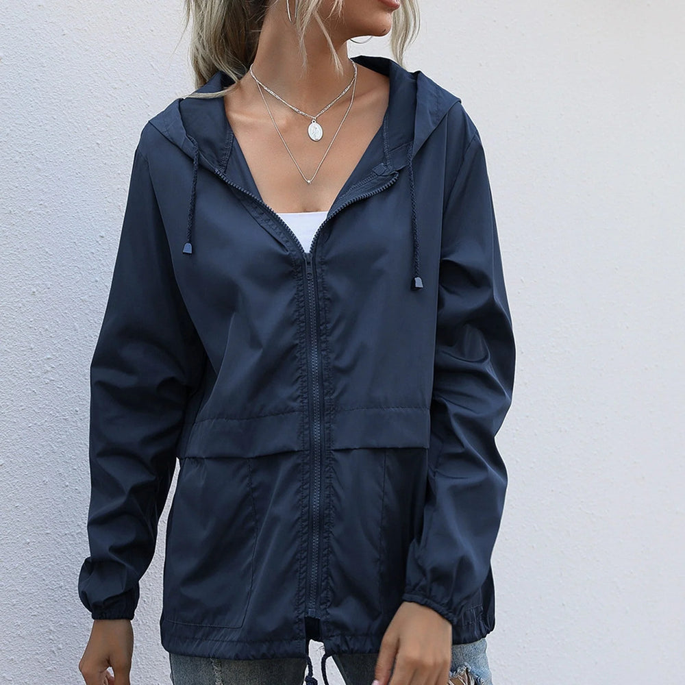 Damenjacke Wasserdicht mit Reißverschluss und Kapuze Stylish und Praktisch 1
