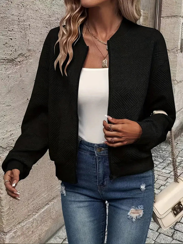 Damenjacke mit Reißverschluss – Strukturierte Jacke für Alltag und Freizeit, Bequeme Passform, Modischer Stil 4