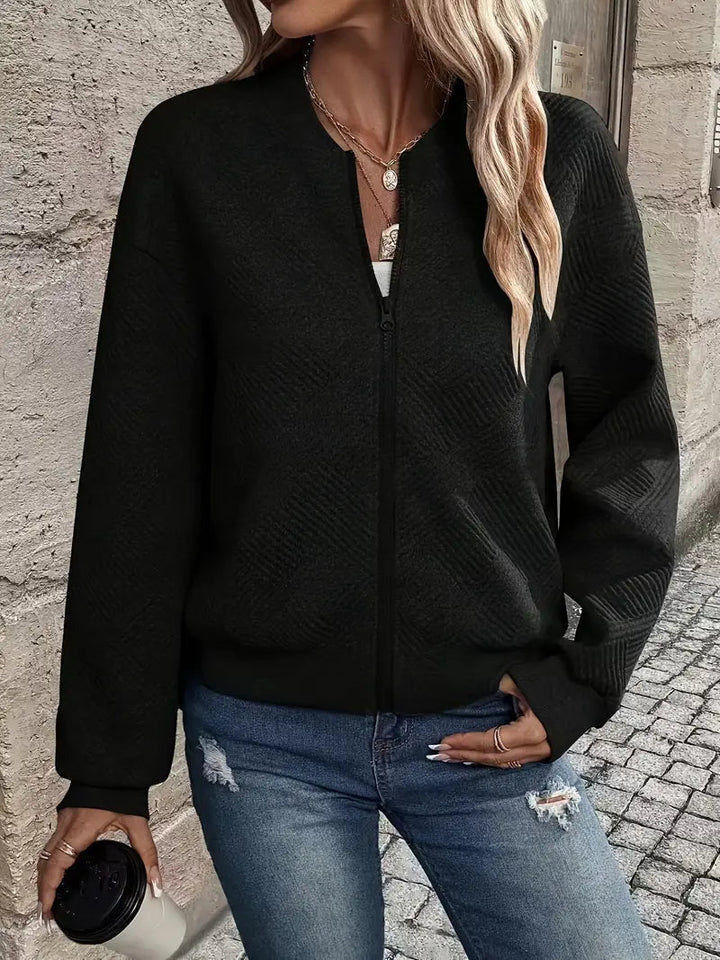 Damenjacke mit Reißverschluss – Strukturierte Jacke für Alltag und Freizeit, Bequeme Passform, Modischer Stil 5