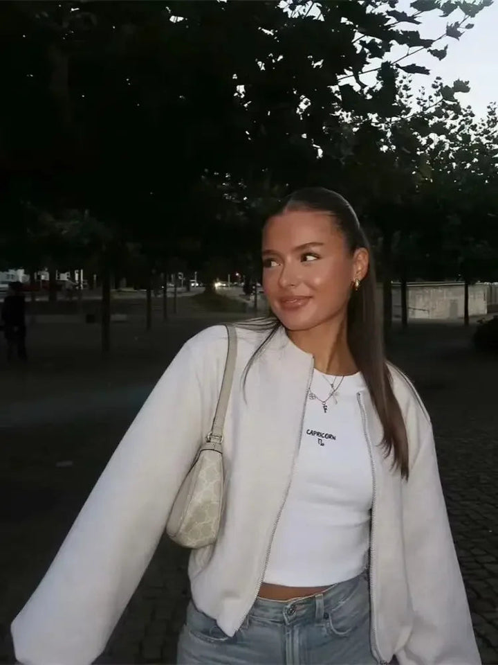 Dameovergangsjakke med rund hals | Langærmet 2