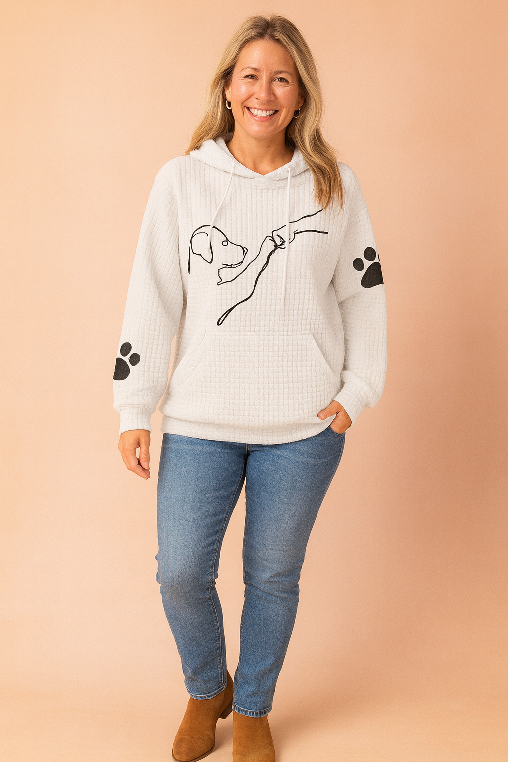 Damesweatshirt med hunde og poter til dyreelskere 5