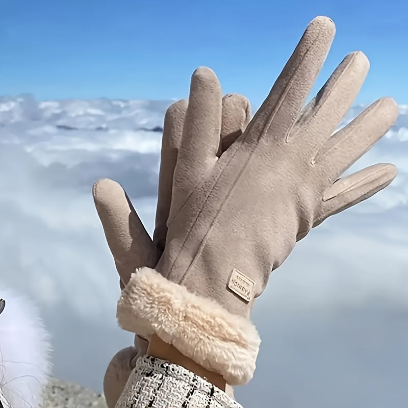 Damevinterhandsker i plys – lyserøde vanter med touchskærm og smart design med fuld finger til varmt, vindtæt og stilfuldt udendørstøj 8
