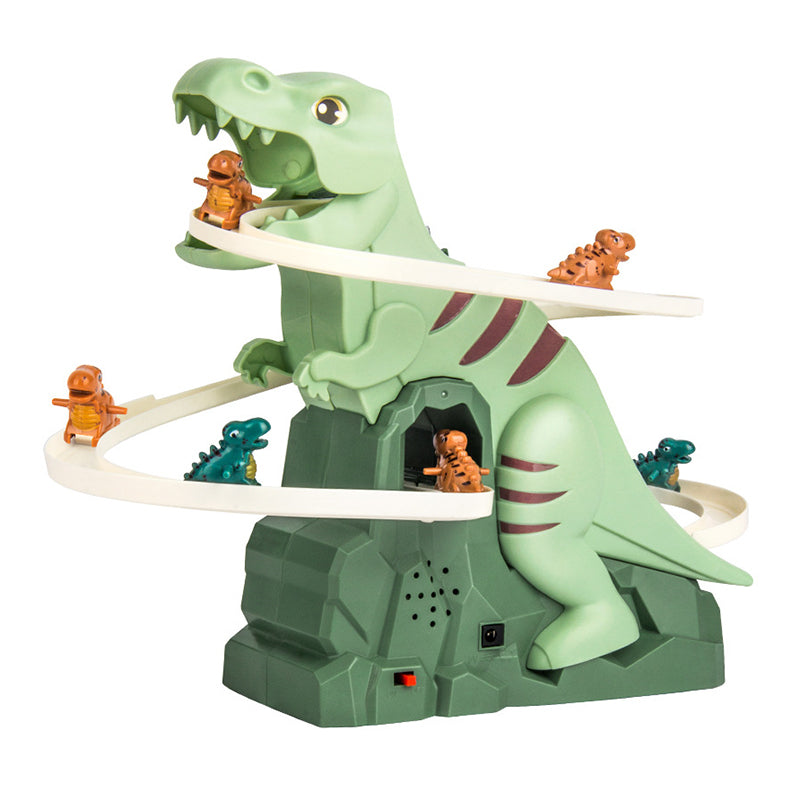 Dinosaur Race Track Legesæt – Interaktiv bane med LED-belysning og automatiske klatrebiler til børn 0