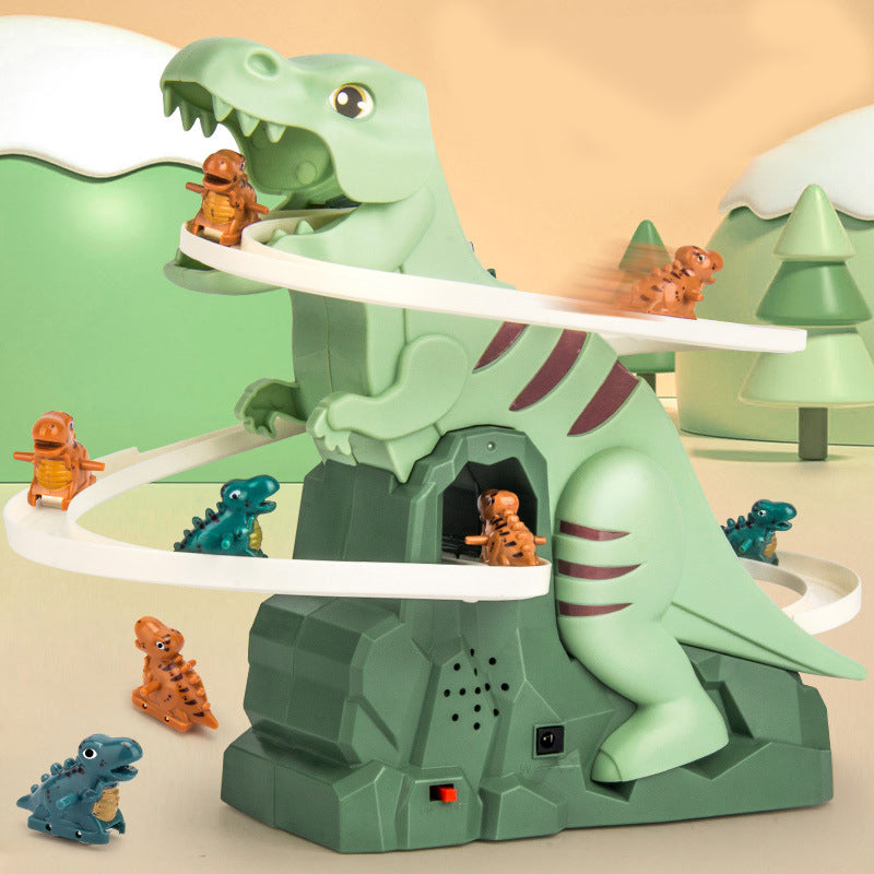 Dinosaur Race Track Legesæt – Interaktiv bane med LED-belysning og automatiske klatrebiler til børn 1