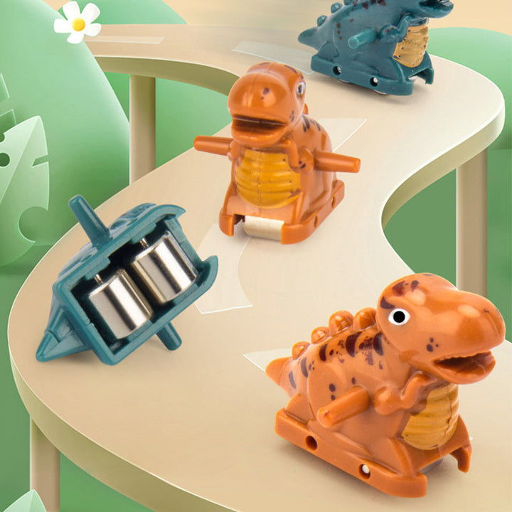 Dinosaur Race Track Legesæt – Interaktiv bane med LED-belysning og automatiske klatrebiler til børn 4