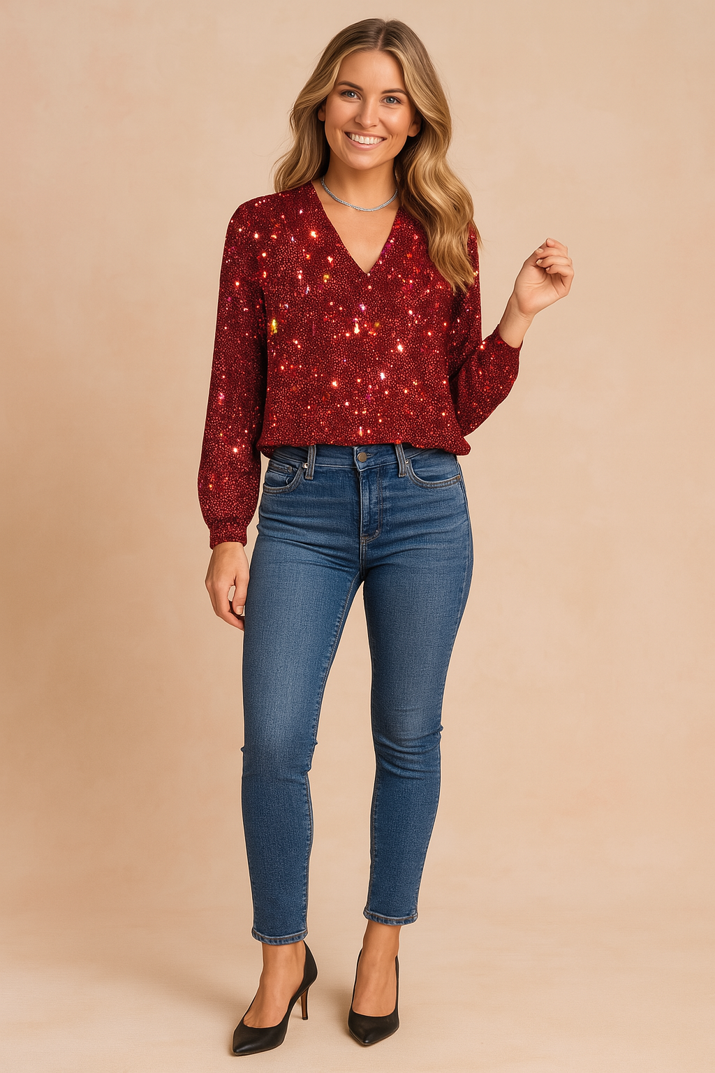 ELOISE | Glitrende bluse med V-hals 2