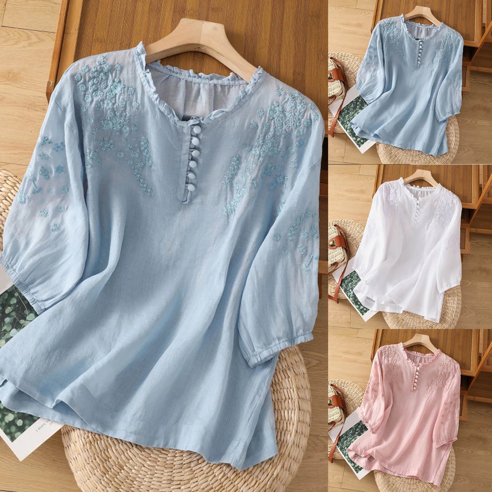 Elegant Blomsterbluse med Knap Front til Kvinder - Tidløs og Alsidig Stil til Enhver Anledning 4