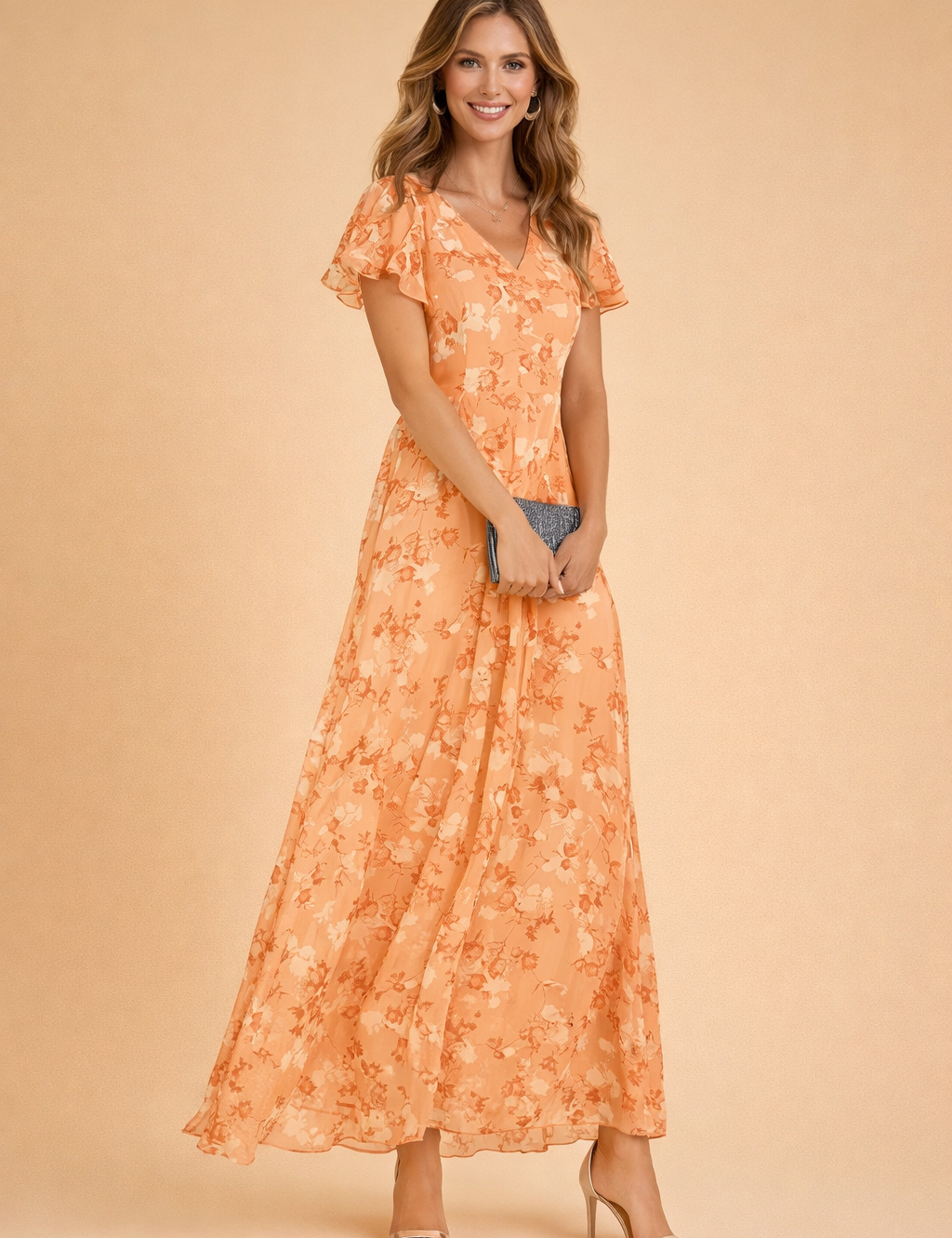Elegant Blomstret Midi Kjole Til Kvinder - Tidløs Charme Og Sofistikering 0