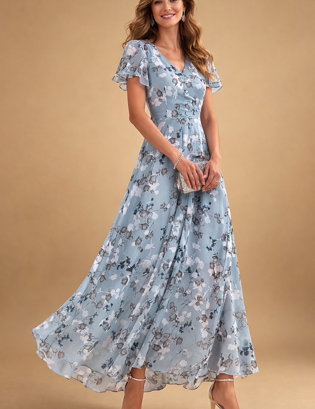 Elegant Blomstret Midi Kjole Til Kvinder - Tidløs Charme Og Sofistikering 2