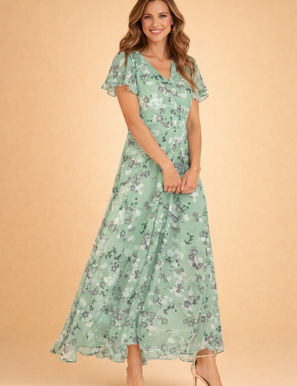 Elegant Blomstret Midi Kjole Til Kvinder - Tidløs Charme Og Sofistikering 3