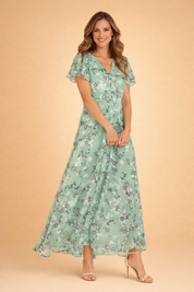 Elegant Blomstret Midi Kjole Til Kvinder - Tidløs Charme Og Sofistikering 3