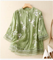 Elegant Bluse Med Blomsterbroderi Til Kvinder - Tidløs Stil og Komfort 0