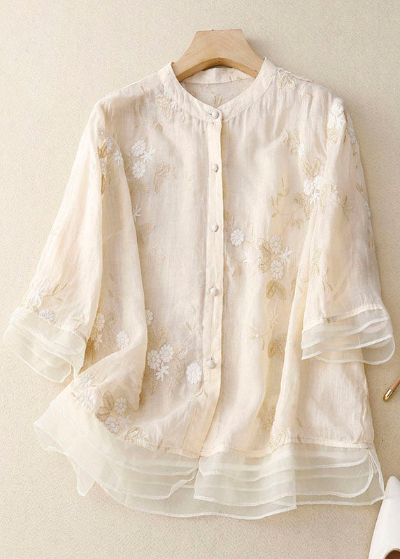 Elegant Bluse Med Blomsterbroderi Til Kvinder - Tidløs Stil og Komfort 1