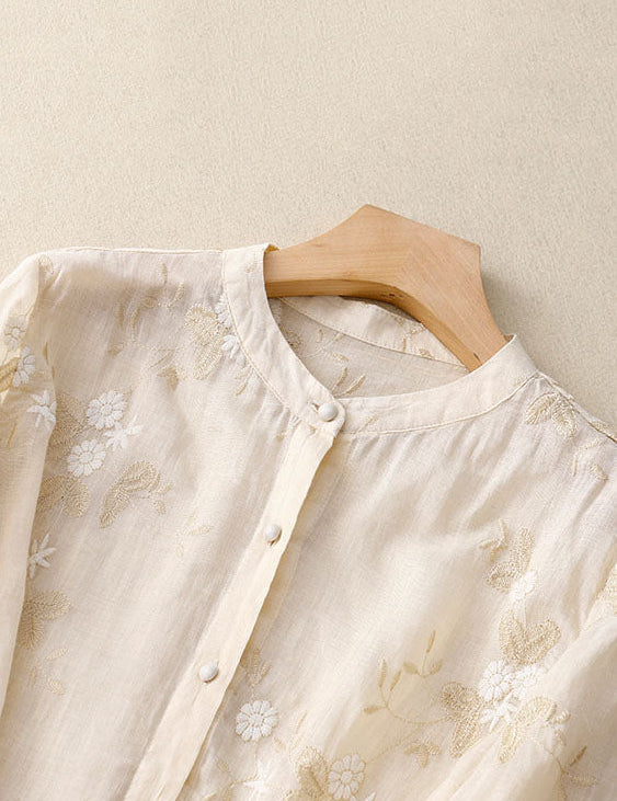 Elegant Bluse Med Blomsterbroderi Til Kvinder - Tidløs Stil og Komfort 2