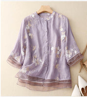 Elegant Bluse Med Blomsterbroderi Til Kvinder - Tidløs Stil og Komfort 5