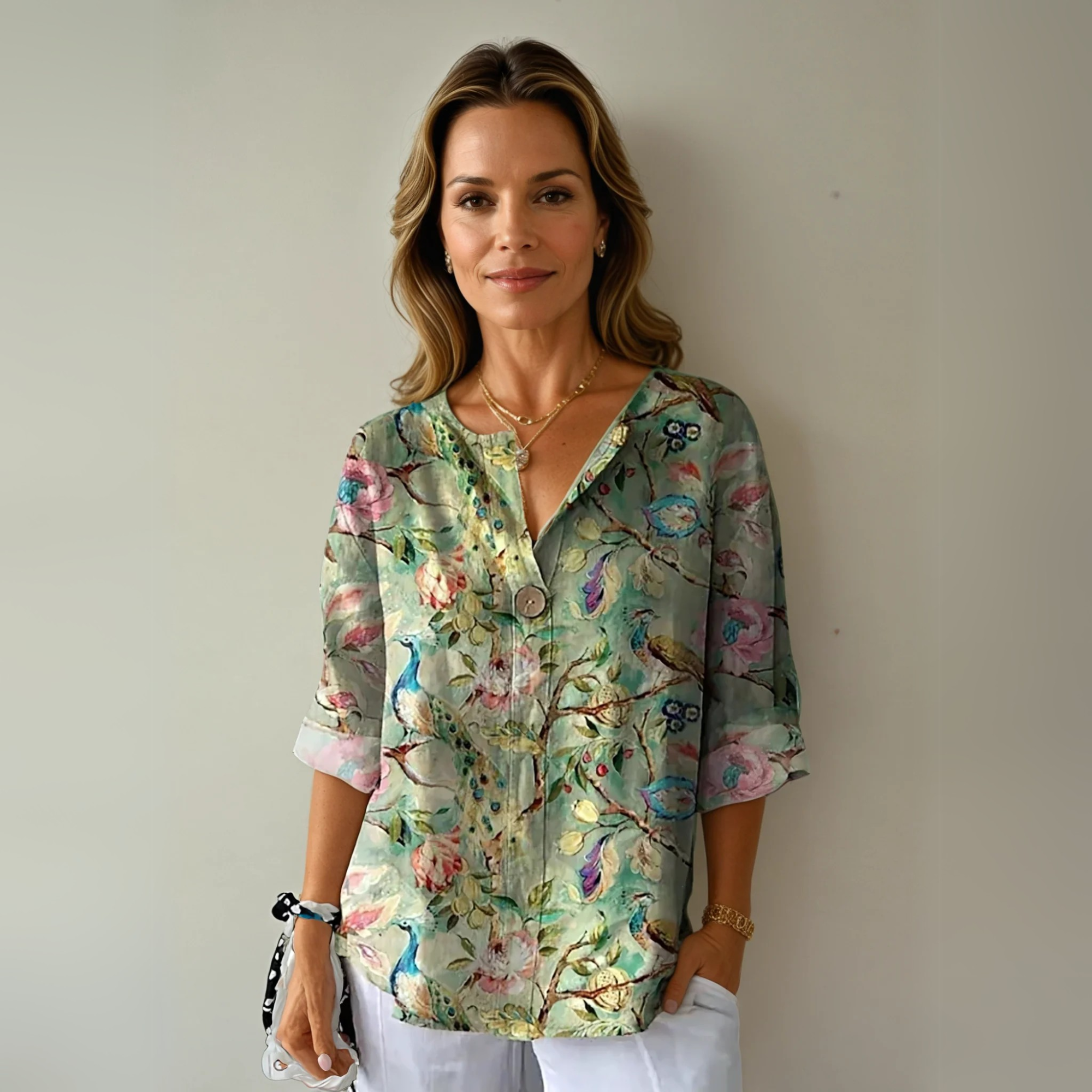Elegant Bluse Med Blomsterprint Til Kvinder - Feminin Stil Og Tidløs Komfort 2