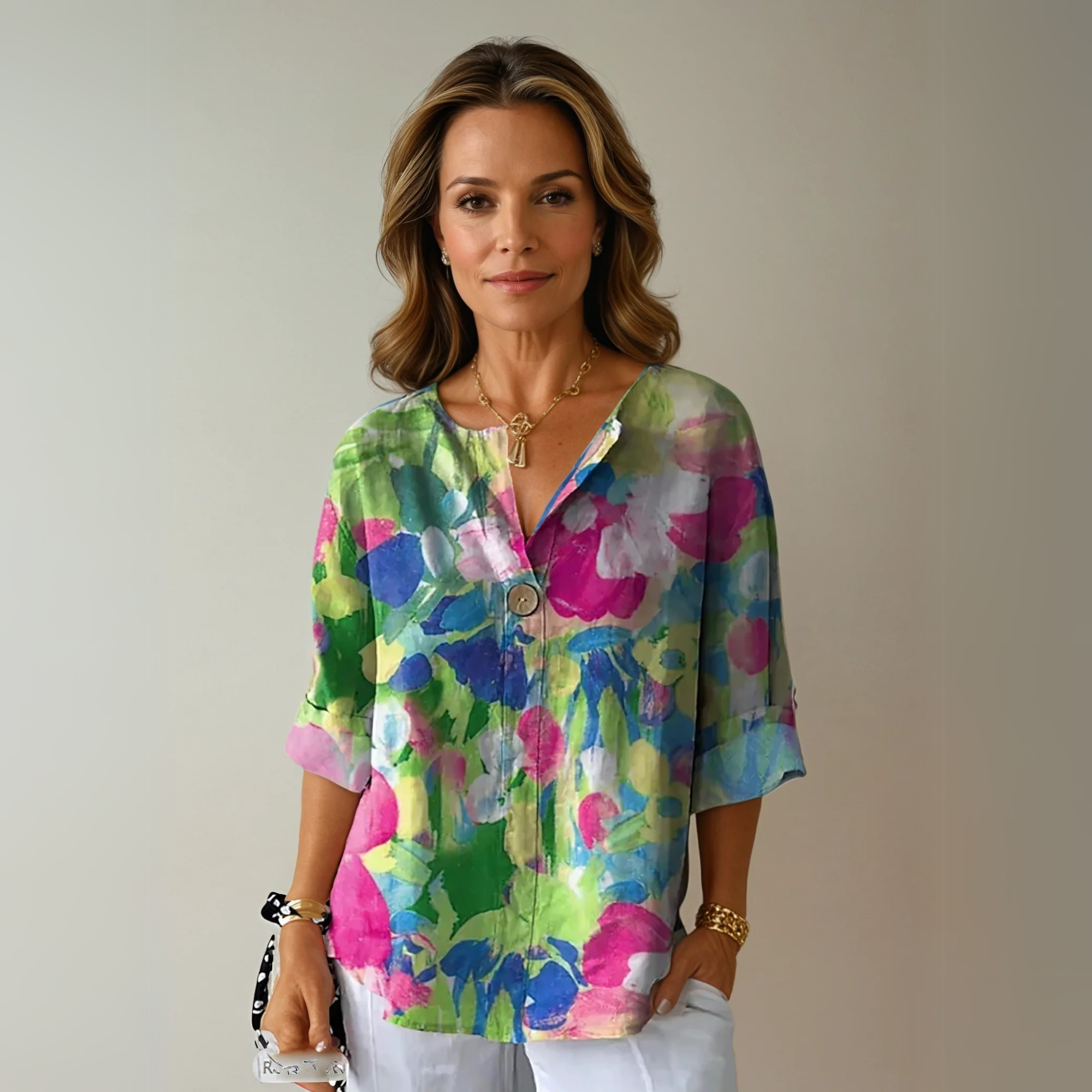 Elegant Bluse Med Blomsterprint Til Kvinder - Feminin Stil Og Tidløs Komfort 3
